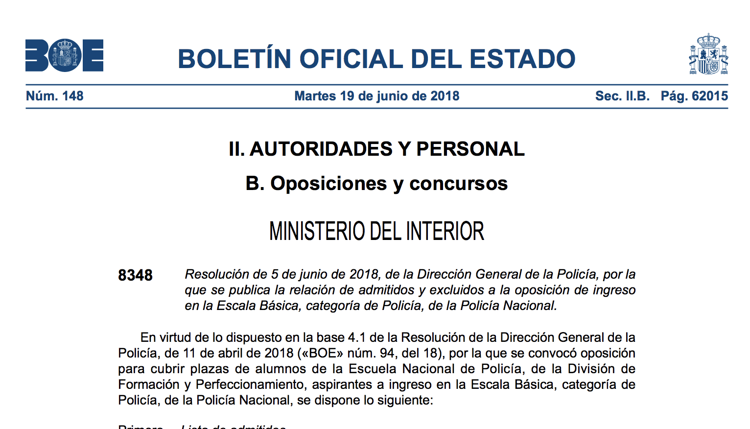 Publicada la lista de admitidos y excluidos provisional de Policía Nacional Escala Básica Blog Publicada la lista de admitidos y excluidos provisional de Policía Nacional Escala Básica Blog