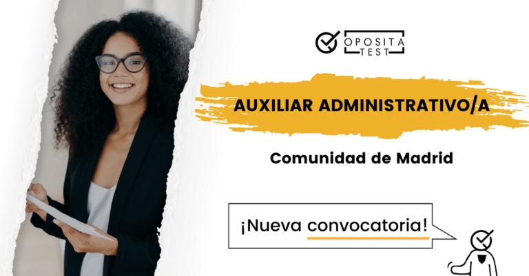 Imagen de una mujer con gafas para acompañar una entrada en la que se dan los detalles de la convocatoria de Auxiliar Administrativo de la Comunidad de Madrid.