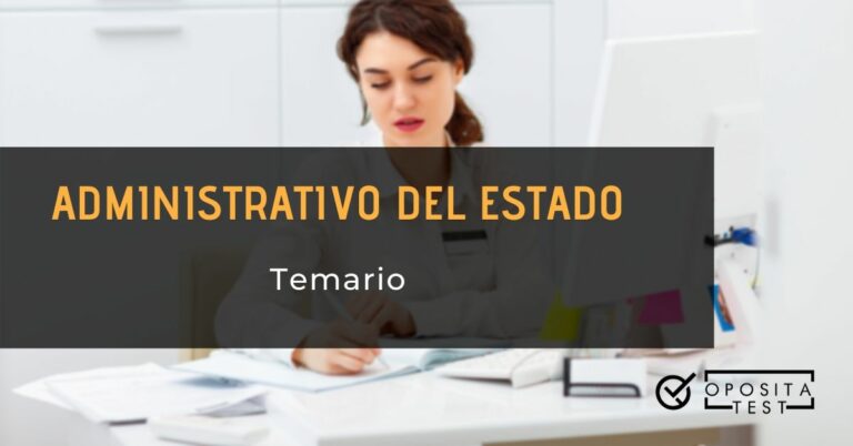 Persona de cabello oscuro con ordenador blanco y printer "administrativo del estado, temario"