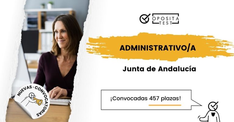 Persona de cabello corto y ropa oscura usando ordenador para acompañar una entrada en la que se analiza la convocatoria de Administrativo de la Junta de Andalucía