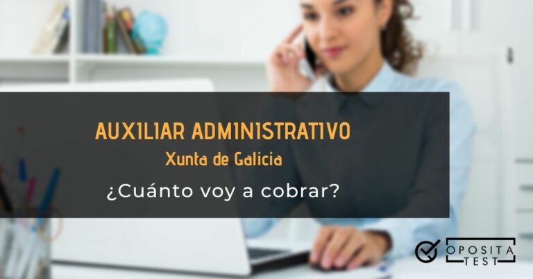 Persona con camisa azul, usando ordenador y teléfono para ilustrar el post sobre el sueldo de un auxiliar administrativo de la Xunta de Galicia