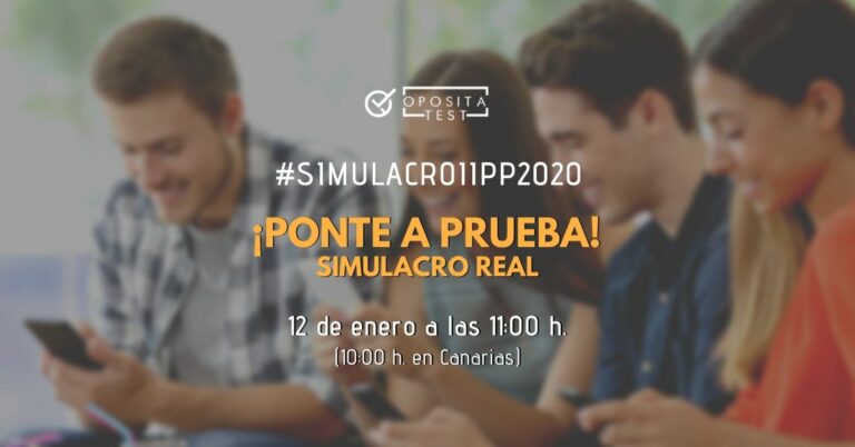 Grupo de personas con móvil fuera de foco para ilustrar un post que presenta un simulacro de examen real de ayudantes de Instituciones Penitenciarias