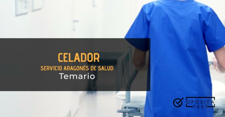 Persona celadora empujando una camilla en un pasillo de hospital. Toda la imagen está fuera de foco. Se usa para ilustrar una entrada sobre el temario de las oposiciones a celador del Servicio Aragonés de Salud.