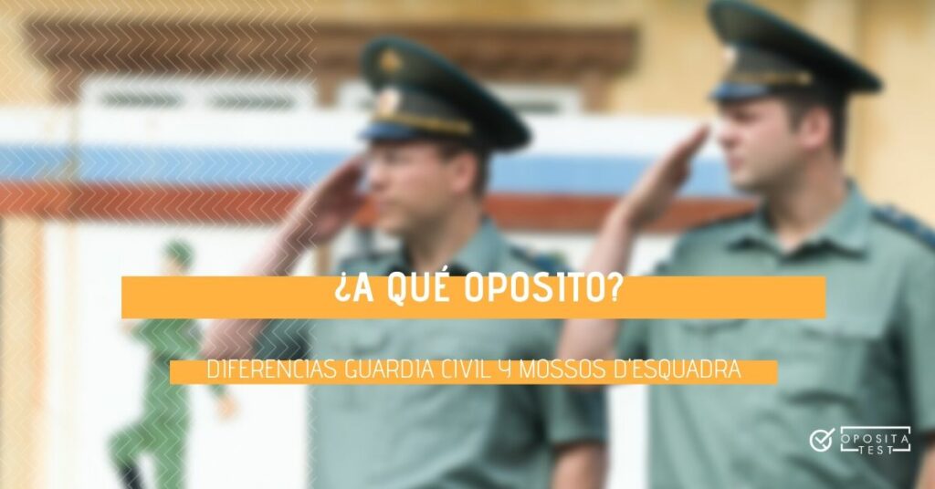 Imagen fuera de foco de dos personas en uniforme color verde haciendo saludo militar para acompañar una entrada en la que se analizan las diferencias entre la oposición a Guardia Civil y la oposición a Mossos d'Esquadra