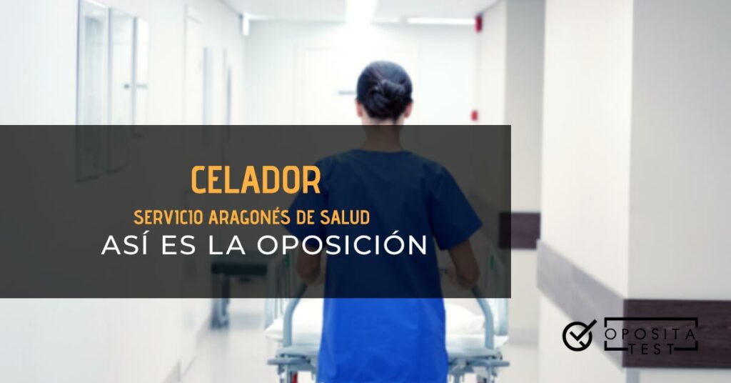 Mujer llevando una camilla por el pasillo de un hospital. Toda la imagen está fuera de foco. Se usa para ilustrar una entrada en la que se explica cómo es la oposición a celador del Servicio Aragonés de Salud.