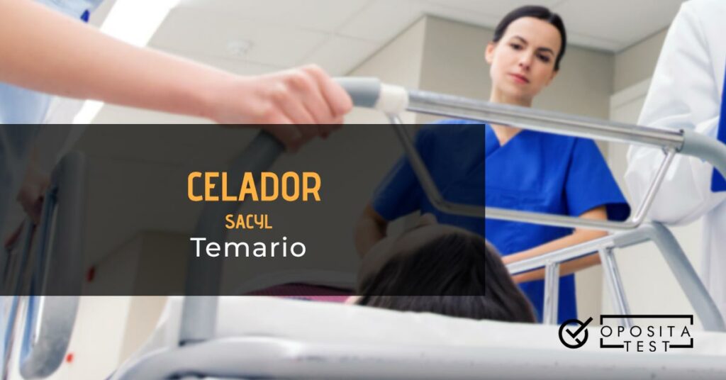 Personas llevando a una persona en una camilla en un hospital. Toda la imagen está fuera de foco. Se utiliza para ilustrar una entrada sobre el temario de celador del SACYL.
