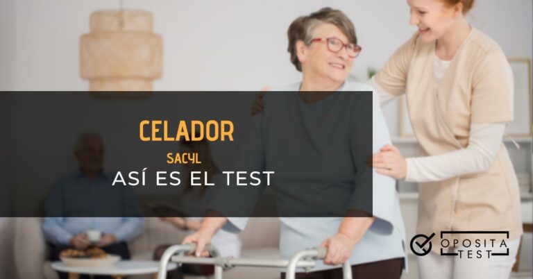 Celadora ayudando a una anciana con un andador. Toda la imagen esta fuera de foco. Se utiliza para ilustrar una entrada sobre el test de celador de SACYL.
