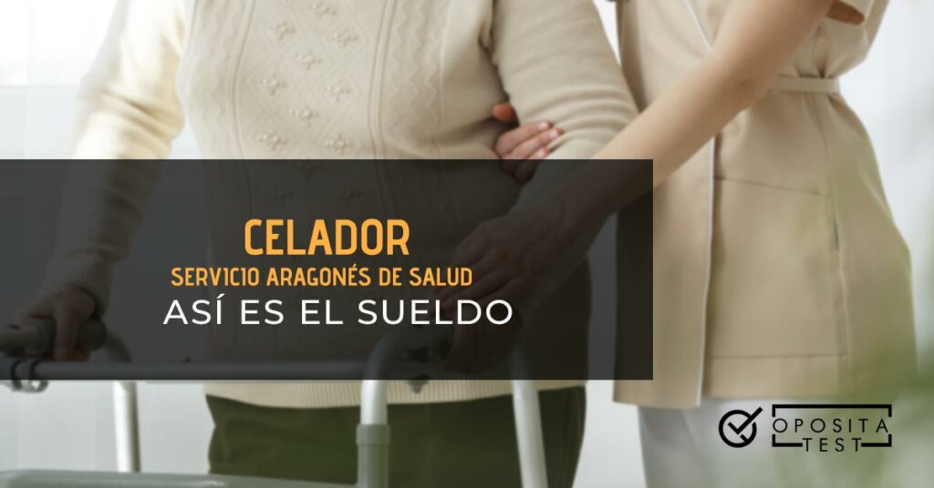 Celadora ayudando a una anciana con un andador. Toda la imagen está fuera de foco. Se utiliza para ilustrar una entrada sobre el sueldo de celador en el Servicio Aragonés de Salud.