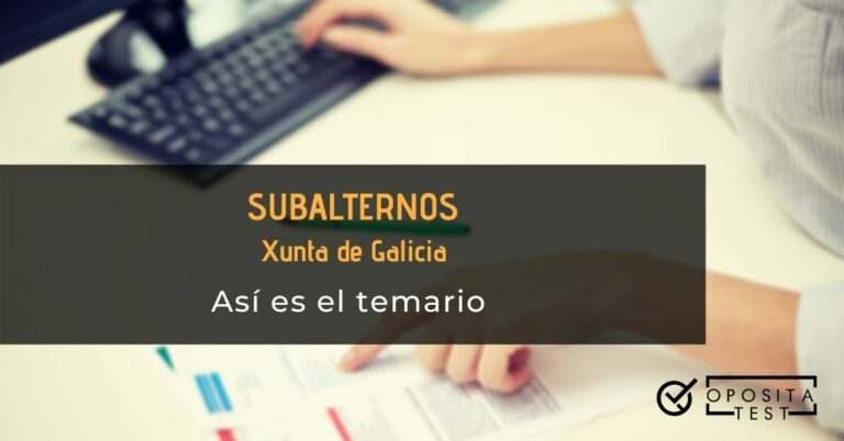 Imagen fuera de foco de persona utilizando ordenador y hojas de resultados para acompañar un post en el que se analiza cómo es el temario de subalterno de la Xunta de Galicia