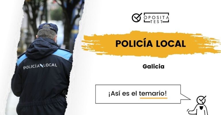 Imagen de un policía en uniforme de espaldas a la cámara para acompañar una entrada en la que se analiza cómo es el temario oficial de la policía local de Galicia