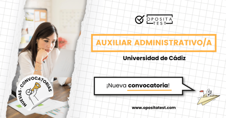 Imagen de una chica trabajando con un ordenador para acompañar una entrada en la que OpositaTest da toda la información sobre la convocatoria de Auxiliar Administrativo de la Universidad de Cádiz.