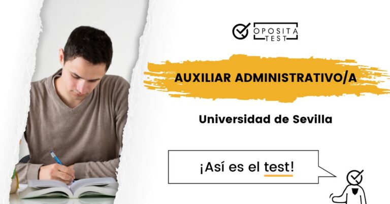 Imagen de un hombre estudiando para acompañar una entrada con todos los detalles del test de Auxiliar Administrativo de la Universidad de Sevilla