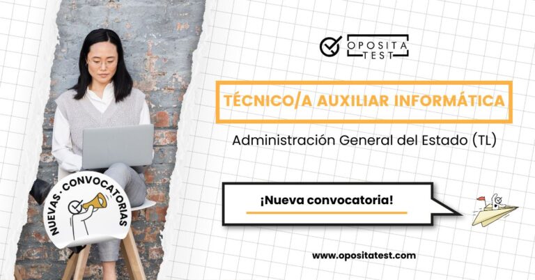 Imagen de una mujer delante de un ordenador portátil para acompañar una entrada del blog de OpositaTest en la que se explican los detalles de la convocatoria de Técnico Auxiliar de Informática de la Administración General del Estado.