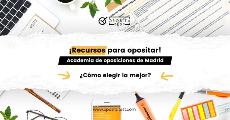Imagen de material de estudio para acompañar una entrada en la que se dan consejos para elegir la mejor academia de oposiciones de Madrid.