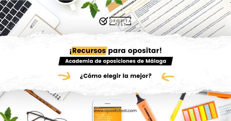 Imagen de material de estudio para acompañar una entrada en la que se explica cómo elegir la mejor academia de oposiciones de Málaga.
