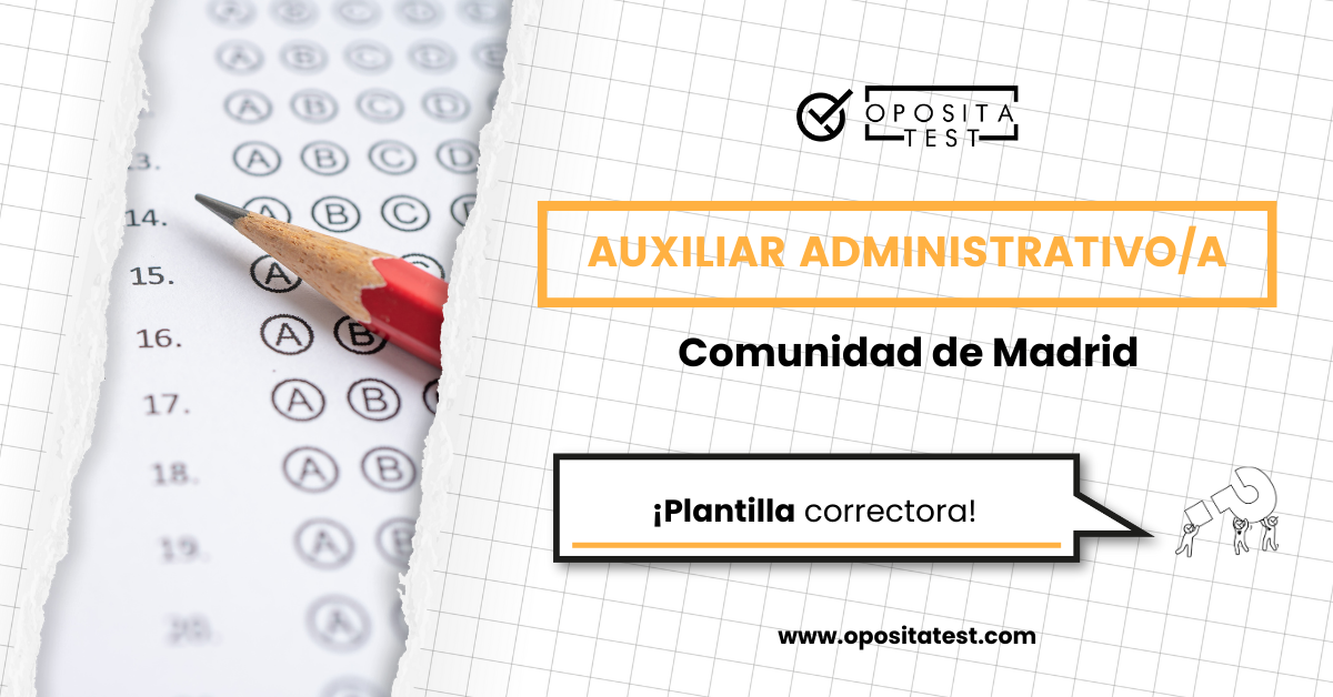 Plantilla examen Auxiliar Administrativo Comunidad Madrid 2025-2026