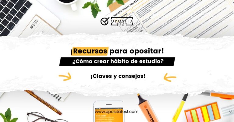 Imagen de material de estudio para acompañar una entrada en la que OpositaTest explica cómo crear hábito de estudio.