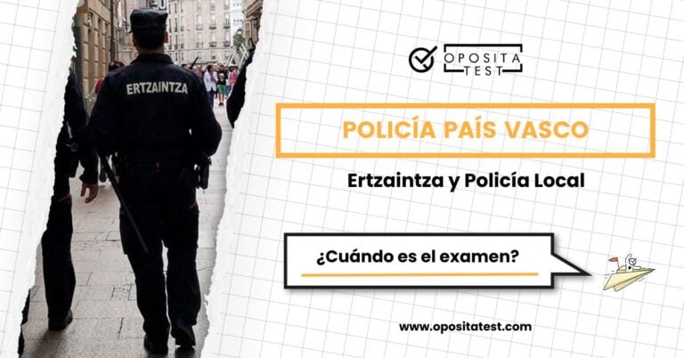 Imagen de un miembro de la Ertzaintza de espaldas para acompañar una entrada en la que OpositaTest explica cuándo es el examen de la oposición.