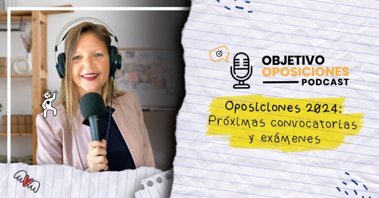 Imagen de la presentadora del podcast Objetivo Oposiciones, de OpositaTest, para acompañar un episodio en el que explicamos la situación de las oposiciones en 2024: próximas convocatorias y exámenes, plazas pendientes y mucho más.