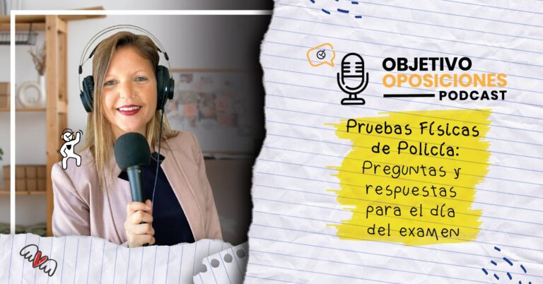 Imagen de la presentadora del podcast Objetivo Oposiciones, de OpositaTest, para acompañar una entrada en la que un inspector de Policía y un preparador de pruebas físicas nos explican las claves para superar estas pruebas.