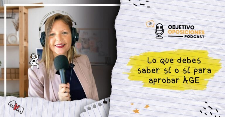 Imagen de la presentadora del podcast Objetivo Oposiciones, de OpositaTest, para acompañar un episodio en el que se explica qué hay que hacer para aprobar los exámenes de la Administración General del Estado.