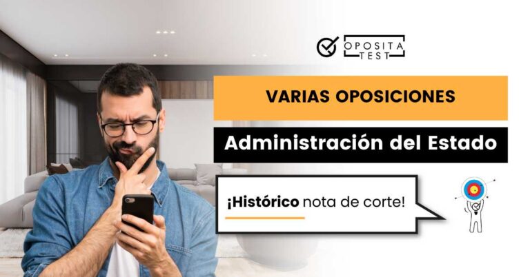 Imagen de persona joven con cara de concentración consultando un teléfono móvil. Acompaña una entrada en la que se recoge un listado de fuentes para consultar el histórico de notas de corte en los procesos selectivos de la Administración General del Estado