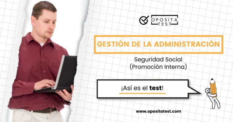 Imagen de un hombre trabajando delante de un ordenador portátil para acompañar una entrada del blog de OpositaTest en la que se explica cómo es el test de Gestión de la Administración de la Seguridad Social por Promoción Interna.