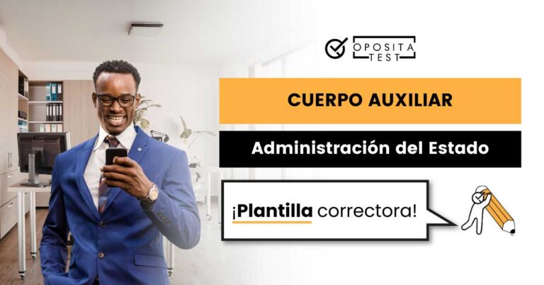 Imagen de persona joven en atuendo profesional de oficina para acompañar una entrada en la que se analiza qué es y cómo funciona la plantilla correctora del Cuerpo Auxiliar Administrativo de la Administración General del Estado