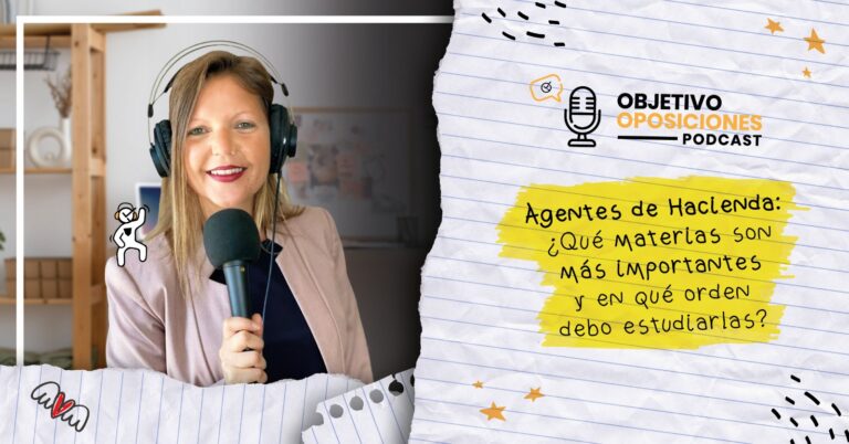 Imagen de la presentadora del podcast Objetivo Oposiciones, de OpositaTest, para acompañar un episodio extra en el que se comparte una planificación para Agentes de Hacienda.