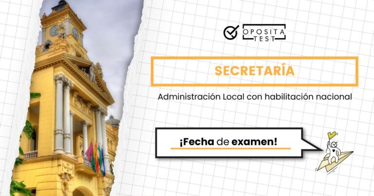 Fachada de un ayuntamiento español con banderas para acompañar una entrada en la que se analiza cuándo se celebrará el examen de Secretaría, Categoría de Entrada, de Administraciones Locales (personal funcionario con habilitación nacional)