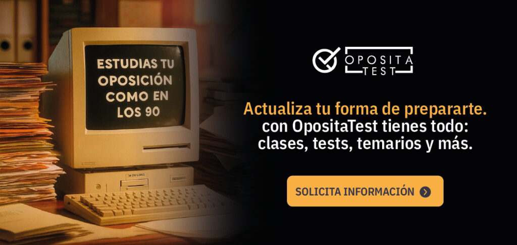 Imagen de un ordenador acompañado de la frase "actualiza tu forma de prepararte. Con OpositaTest tienes todo: clases, tests, temarios y más.