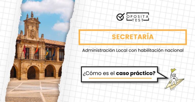 Imagen de fachada de un ayuntamiento español con bandera de la unión europea, española, autonómica y local para acompañar una entrada en la que se analiza cómo es el caso práctico del proceso selectivo de Secretaría (Categoría de entrada) de corporaciones locales con habilitación nacional.