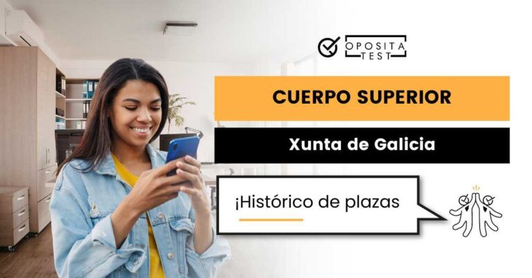 Imagen de persona joven en ropa casual consultando un teléfono móvil sobre fondo de oficina para acompañar una entrada en la que se analiza la evolución de plazas ofertadas en el Cuerpo Superior de la Xunta de Galicia