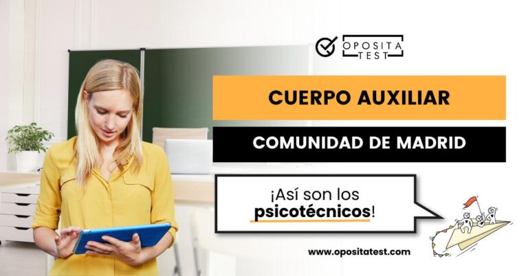 Imagen de una mujer con una tablet para acompañar una entrada del blog de OpositaTest en la que se explica cómo son los psicotécnicos del cuerpo Auxiliar Administrativo de la Comunidad de Madrid.
