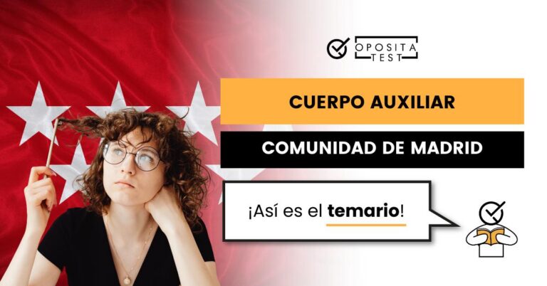 Imagen de una chica con gafas y cara pensativa para acompañar una entrada en la que se dan los detalles del temario de Auxiliar Administrativo de la Comunidad de Madrid,