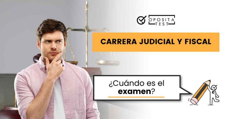 Hombre pensando con fondo de balanza, mazo... en un juzgado