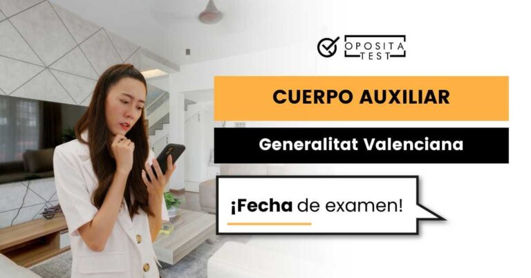 Imagen de mujer joven con cabello largo usando un teléfono móvil para acompañar una entrada en la que se analiza cuándo será el examen del Cuerpo Auxiliar Administrativo de la Generalitat Valenciana