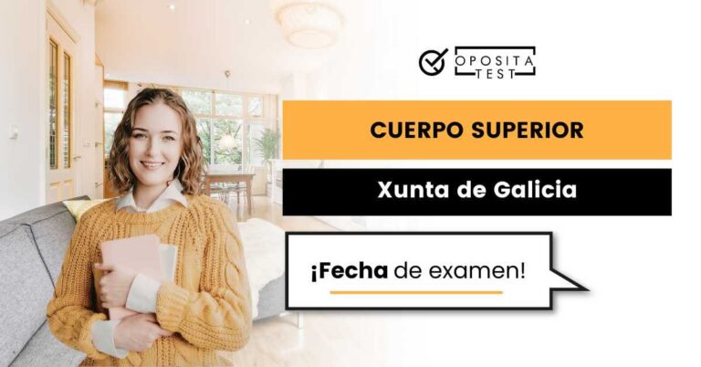 Imagen de persona feliz mirando a cámara con libros para acompañar una entrada en la que se analiza cuándo es el examen del Cuerpo Superior de Administración de la Xunta de Galicia