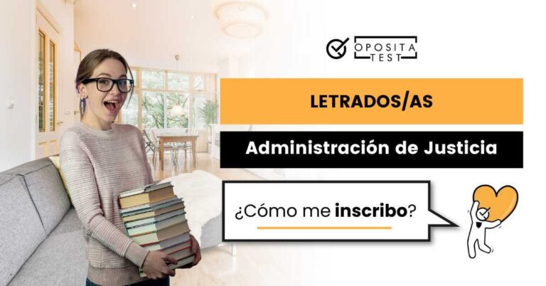 Imagen de persona joven con gafas de pasta sosteniendo varios libros para acompañar una entrada en la que se analiza cómo inscribirse en la oposición de Letrados de la Administración de Justicia