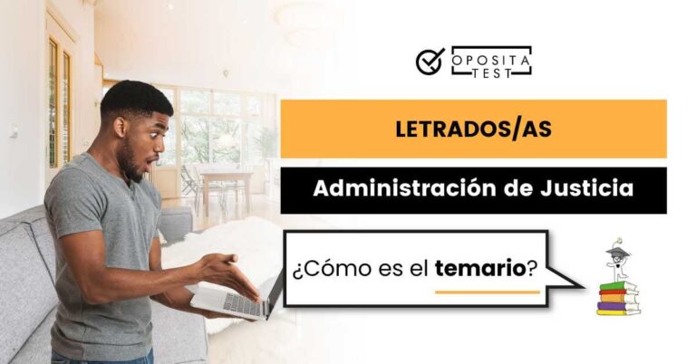 Imagen de persona joven usando ordenador portátil para acomopañar una entrada en la que se analiza cómo es el temario del proceso selectivo de Letrados de Administración de Justicia