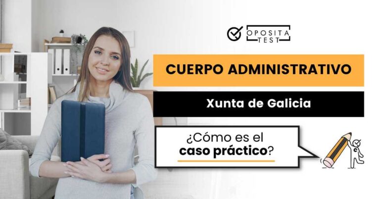 Imagen de persona joven en ropa informar sosteniendo una tableta digital contra el pecho y mirando a cámara para acompañar una entrada en la que se analiza cómo es el caso práctico del proceso selectivo del Cuerpo Administrativo de la Xunta de Galicia