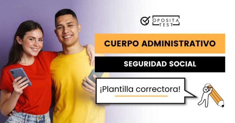 Imagen de dos personas jóvenes con rostro feliz usando teléfono móvil para acompañar una entrada en la que se analiza qué es y cómo funciona la plantilla correctora de Administrativo de la Seguridad Social