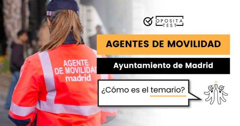 Imagen de una Agente de Movilidad del Ayuntamiento de Madrid en uniforme de espaldas al la cámara. Acompaña una entrada en la que se analiza cómo es el temario de la Oposición de Agentes de Movilidad del Ayuntamiento de Madrid