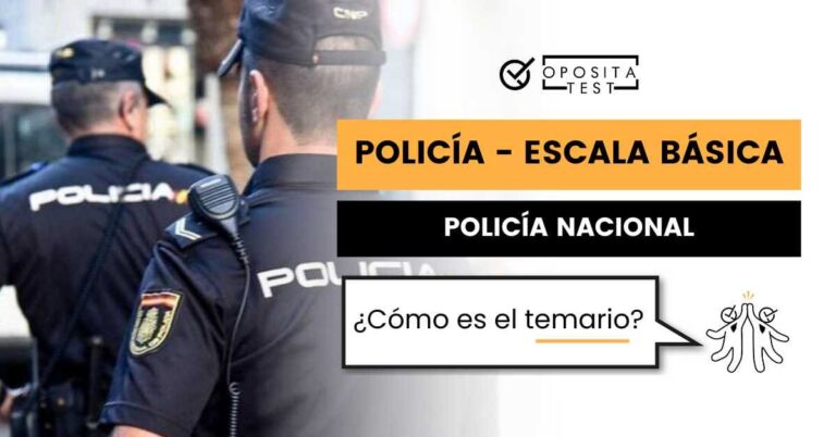 Imagen de miembro de la Policía Nacional en uniforme de espaldas a la cámara para acompañar una entrada en la que se analiza cómo es el temario de la Escala Básica de la Policía Nacional